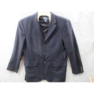 Vintage POLO RALPH LAUREN Mens XL Navy Blue Herringbone Sport Coat Jacket Blazer